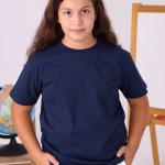 Lacivert Sıfır Yaka Baskısız Çocuk Tişört – Yönetmeliğe Uygun