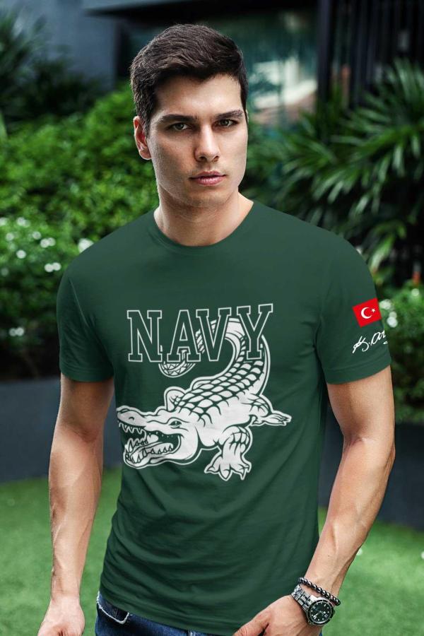Navy Timsah Denizci Yeşil Tişört