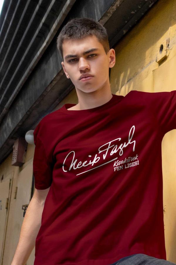 Necip Fazıl Kısakürek Fen Lisesi Bordo Uzun Kollu Tişört – %100 Pamuk