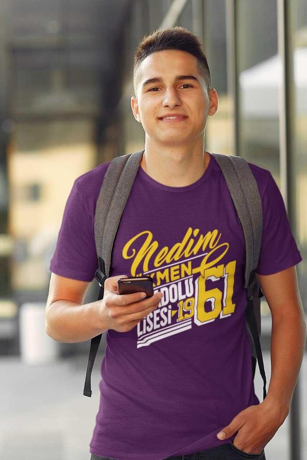 Nedim Ökmen Anadolu Lisesi Mor Tişört – %100 Pamuk
