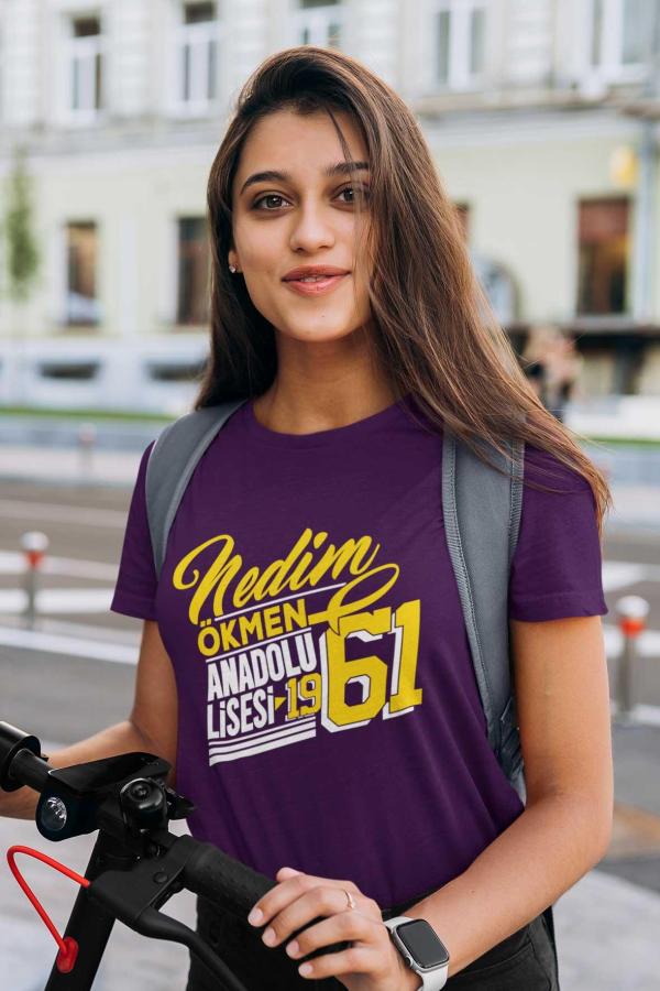 Nedim Ökmen Anadolu Lisesi Mor Tişört – %100 Pamuk