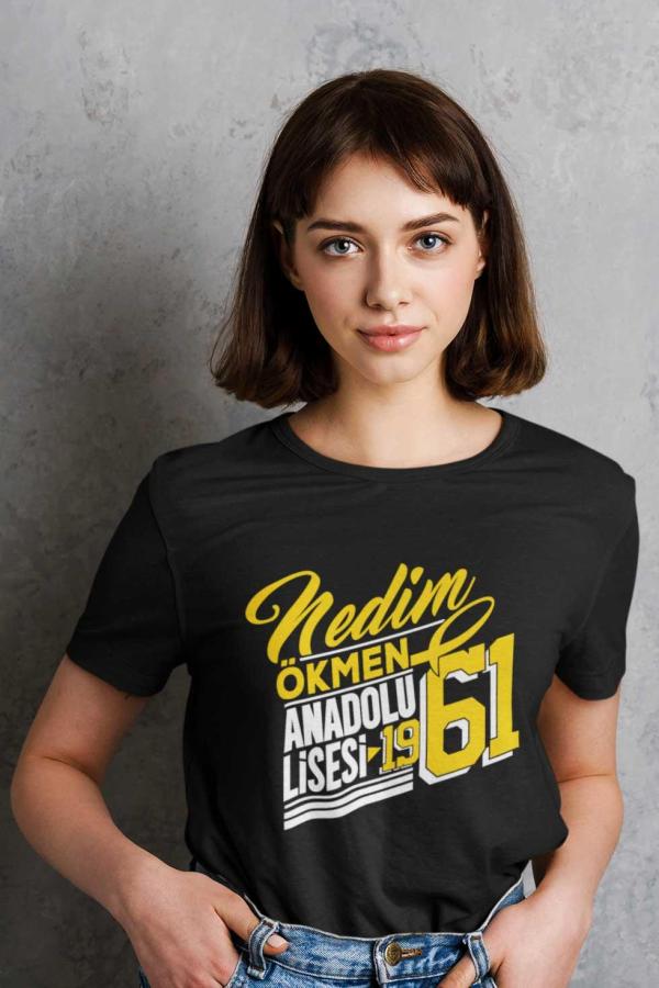Nedim Ökmen Anadolu Lisesi Siyah Tişört – %100 Pamuk