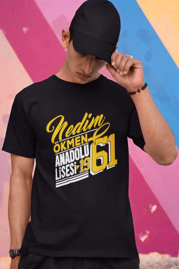 Nedim Ökmen Anadolu Lisesi Siyah Tişört – %100 Pamuk