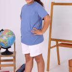 Pastel Mavi Çocuk Sıfır Yaka Baskısız Tişört – Yönetmeliğe Uygun