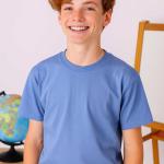 Pastel Mavi Çocuk Sıfır Yaka Baskısız Tişört – Yönetmeliğe Uygun