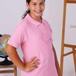 Pembe Çocuk Polo Yaka Kısa Kollu Tişört – Okul Forması