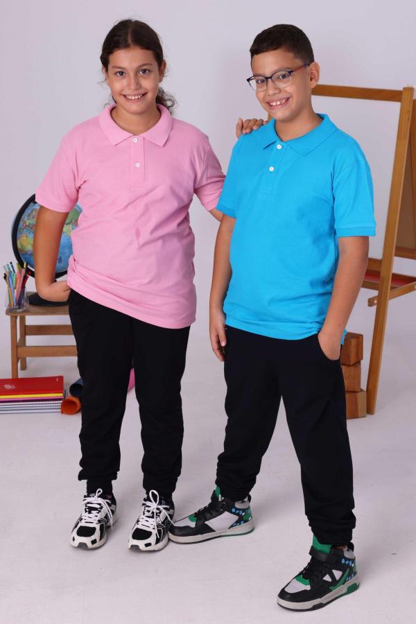 Turkuaz Çocuk Polo Yaka Kısa Kollu Tişört – Okul Forması