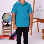 Okul Yönetmeliğine Uygun Çizgili Yaka Kısa Kollu Petrol Mavisi Polo Tişört