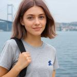 Sakıp Sabancı Anadolu Lisesi Minimal Tasarım Gri Melanj Tişört