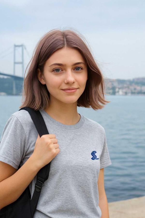 Sakıp Sabancı Anadolu Lisesi Minimal Tasarım Gri Melanj Tişört