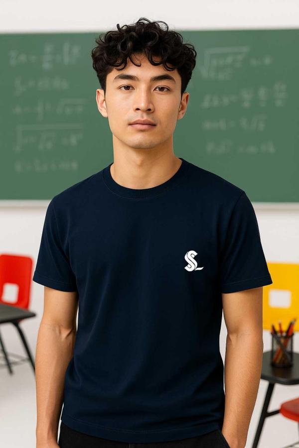 Sakıp Sabancı Anadolu Lisesi Minimalist Logolu Lacivert Sıfır Yaka Tişört