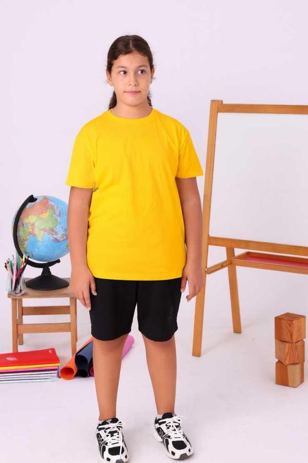 Sarı Baskısız Çocuk Tişört – Yönetmeliğe Uygun ve Rahat Tasarım