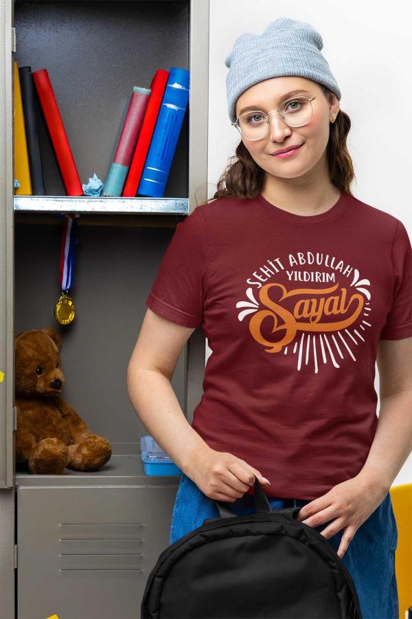 Şehit Abdullah Yıldırım Anadolu Lisesi Bordo Sıfır Yaka Tişört