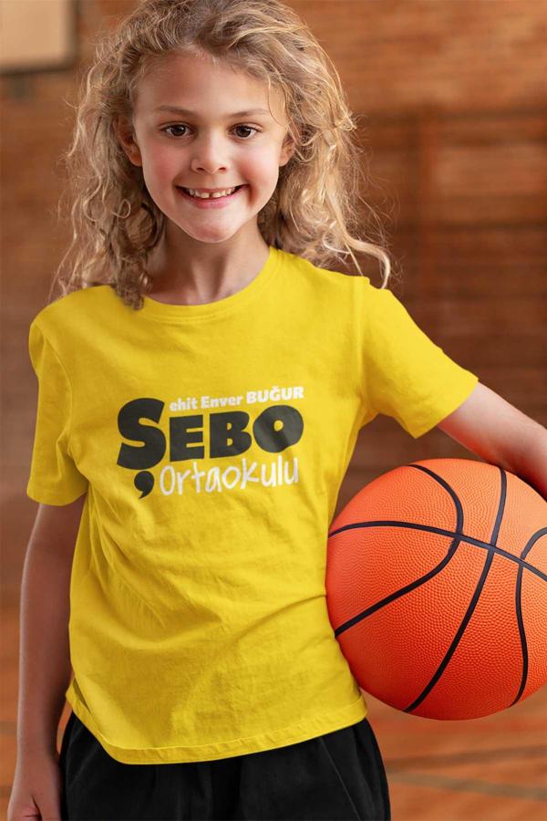 Şehit Enver Buğur Ortaokulu Sarı Tişört – Canlı Renkli ve Enerjik Okul Tasarımı