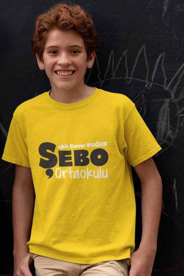 Şehit Enver Buğur Ortaokulu Sarı Tişört – Canlı Renkli ve Enerjik Okul Tasarımı