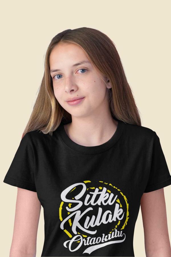 Sıtkı Kulak Ortaokulu Tişört – Siyah, Unisex, Sıfır Yaka Tasarım