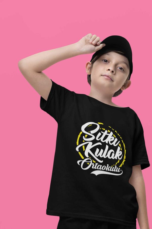 Sıtkı Kulak Ortaokulu Tişört – Siyah, Unisex, Sıfır Yaka Tasarım