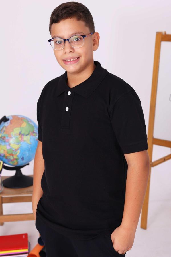 Siyah Çocuk Polo Yaka Kısa Kollu Tişört – Okul Forması