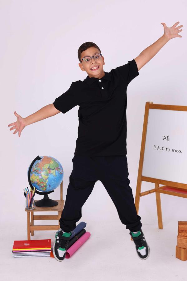 Siyah Çocuk Polo Yaka Kısa Kollu Tişört – Okul Forması
