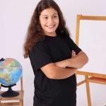 Siyah Sıfır Yaka Baskısız Çocuk Tişört – Okul Yönetmeliğine Uygun %100 Pamuk