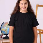 Siyah Sıfır Yaka Baskısız Çocuk Tişört – Okul Yönetmeliğine Uygun %100 Pamuk