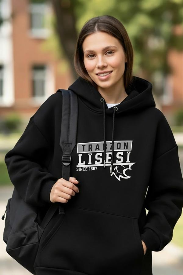 Trabzon Fen Lisesi Siyah Kapüşonlu Hoodie