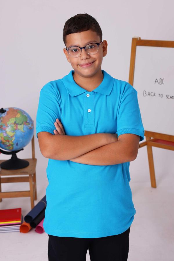 Turkuaz Çocuk Polo Yaka Kısa Kollu Tişört – Okul Forması