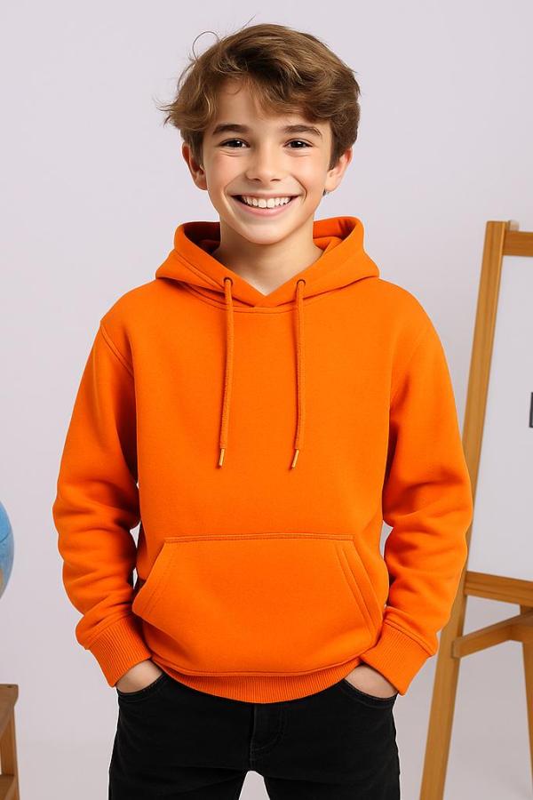 Turuncu Unisex Kapüşonlu Sweatshirt – Okul Yönetmeliğine Uygun Şık ve Rahat Seçim