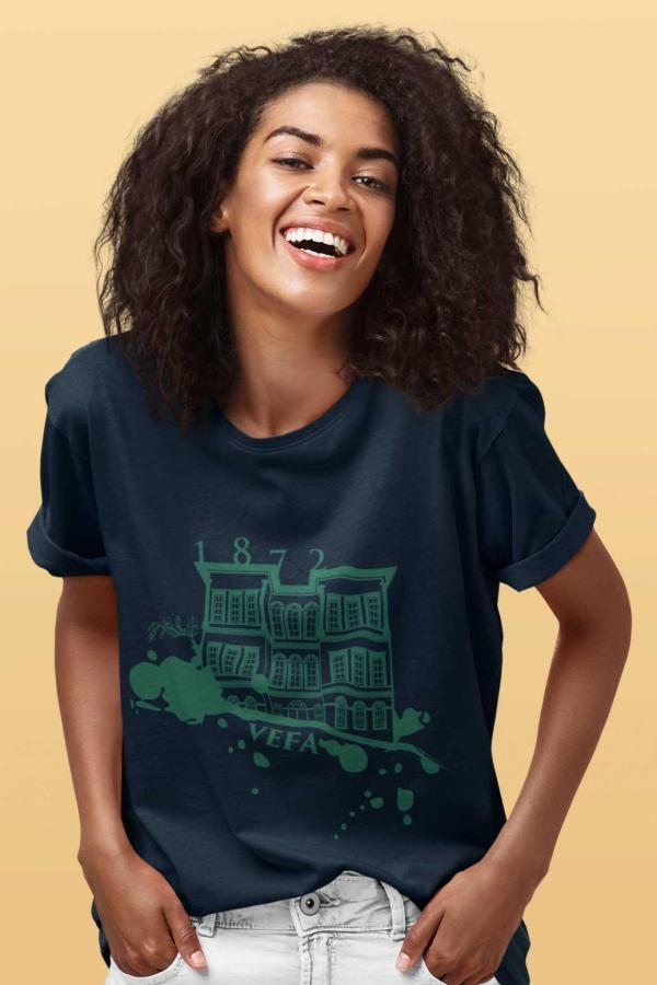 Vefa Lisesi Lacivert Sıfır Yaka Tişört – 1872 Baskılı %100 Pamuk