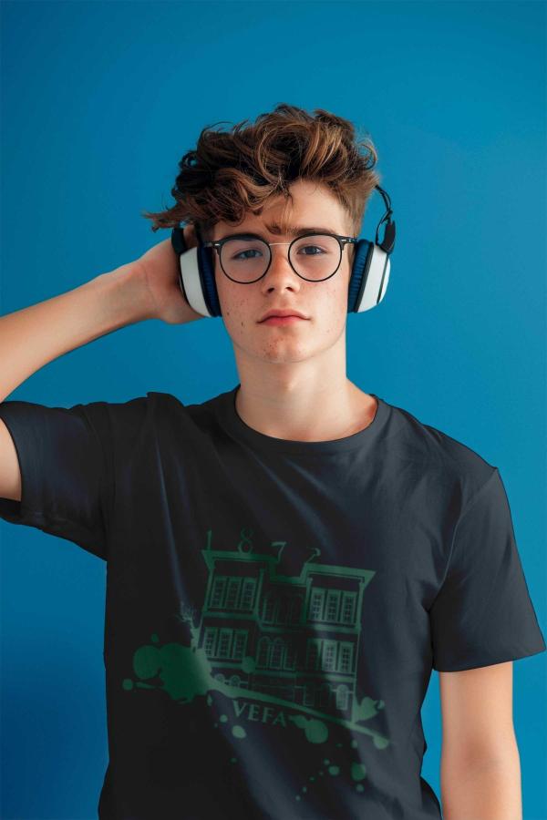 Vefa Lisesi Lacivert Sıfır Yaka Tişört – 1872 Baskılı %100 Pamuk