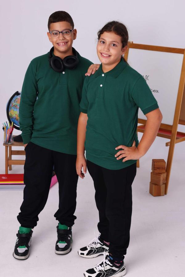 Yeşil Çocuk Polo Yaka Kısa Kollu Tişört – Okul Forması