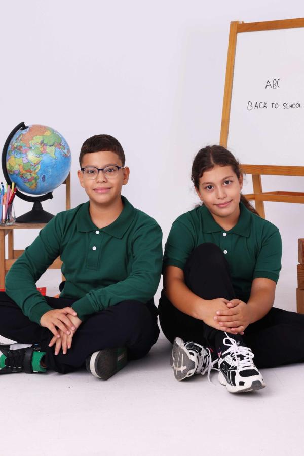 Yeşil Çocuk Polo Yaka Kısa Kollu Tişört – Okul Forması