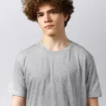 Yetişkin Bisiklet Yaka Gri Melanj Kısa Kollu Unisex Tişört – Yönetmeliğe Uygun %100 Pamuk