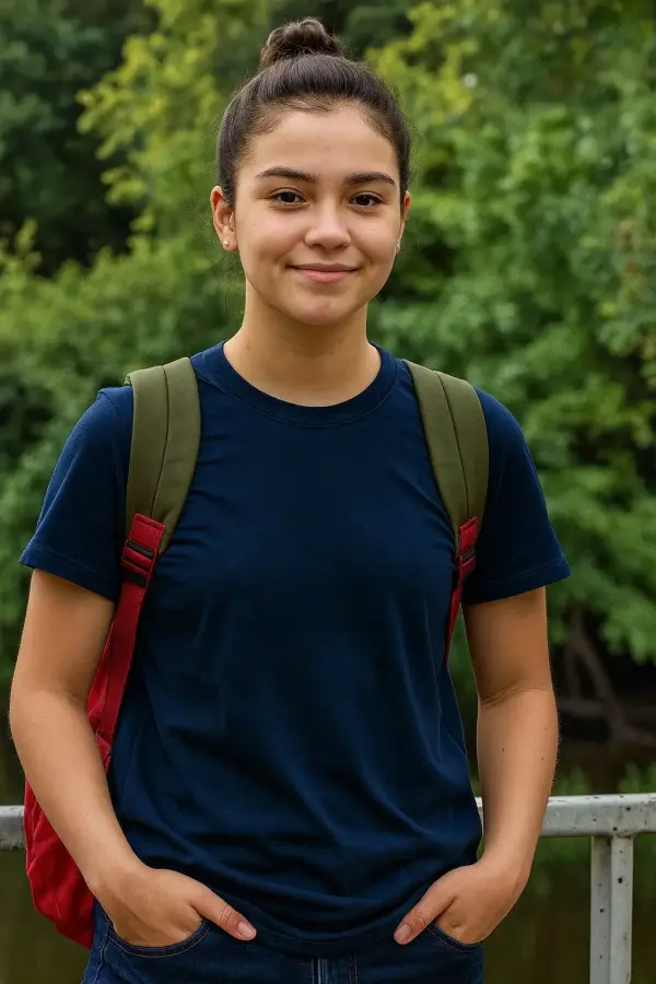 Lacivert Bisiklet Yaka Baskısız Tişört – Okul Yönetmeliğine Uygun